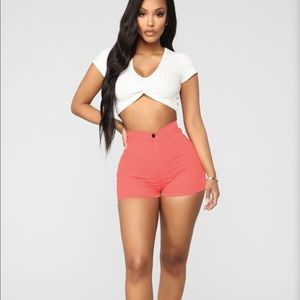 Fashion Nova Change Your Mind Shorts - Coral